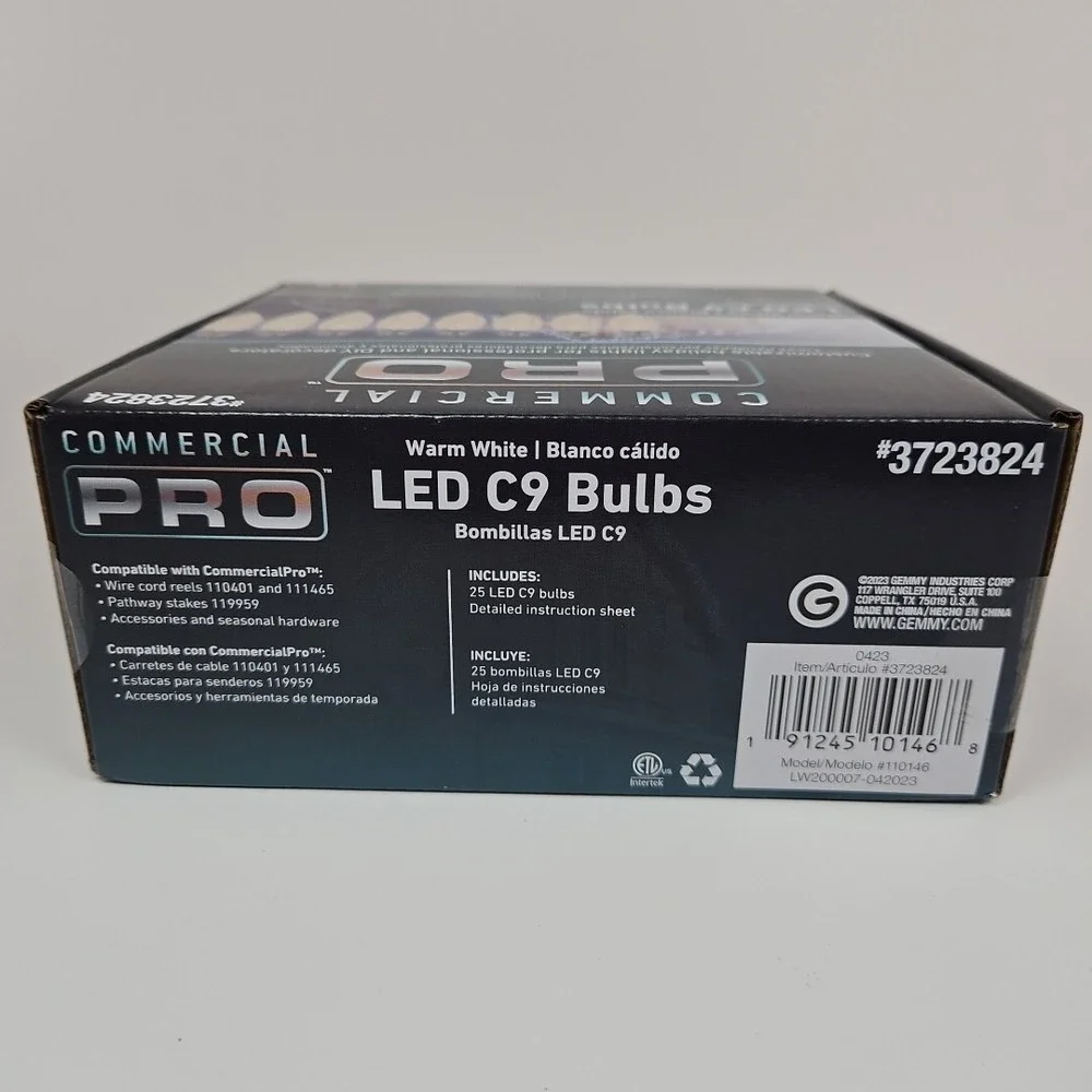GEMMY Commercial Pro 25‎ Ct C9 Warm White LED String Christmas Light Bulbs E17